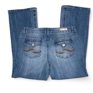 Vintage Y2K  l.e.i. Flare Jeans Ashley Trouble Size 15 Short Embroidered Pockets